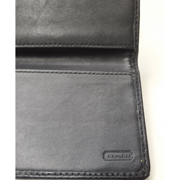 Coach Signature Canvas Leather Trim Turnlock Checkbook Credit Card Bifold Wallet - Picture 13 of 16